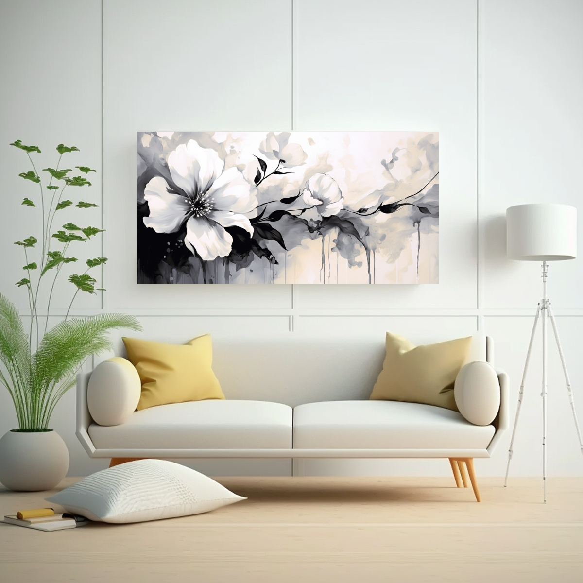 PINTURAS DECORATIVAS ESTILO NEONOIR CON ATMÓSFERA FANTÁSTICA EN BLANCO Y NEGRO 80X40CM - 2