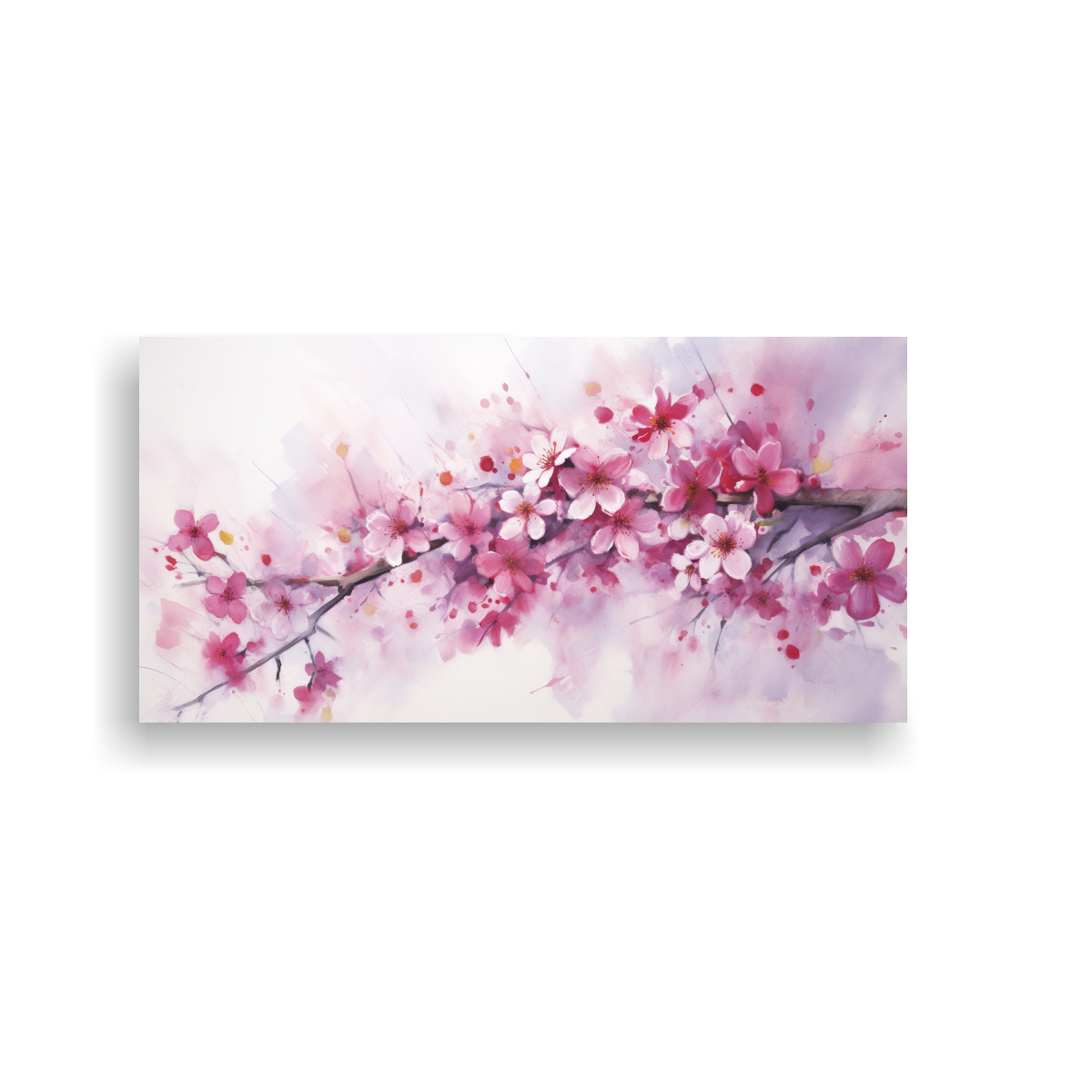 CUADRO ESTILO GALERÍA FLORES DE CEREZO O SAKURA EN COLORES VIBRANTES PINTURA ABSTRACTA 80X40CM - 1
