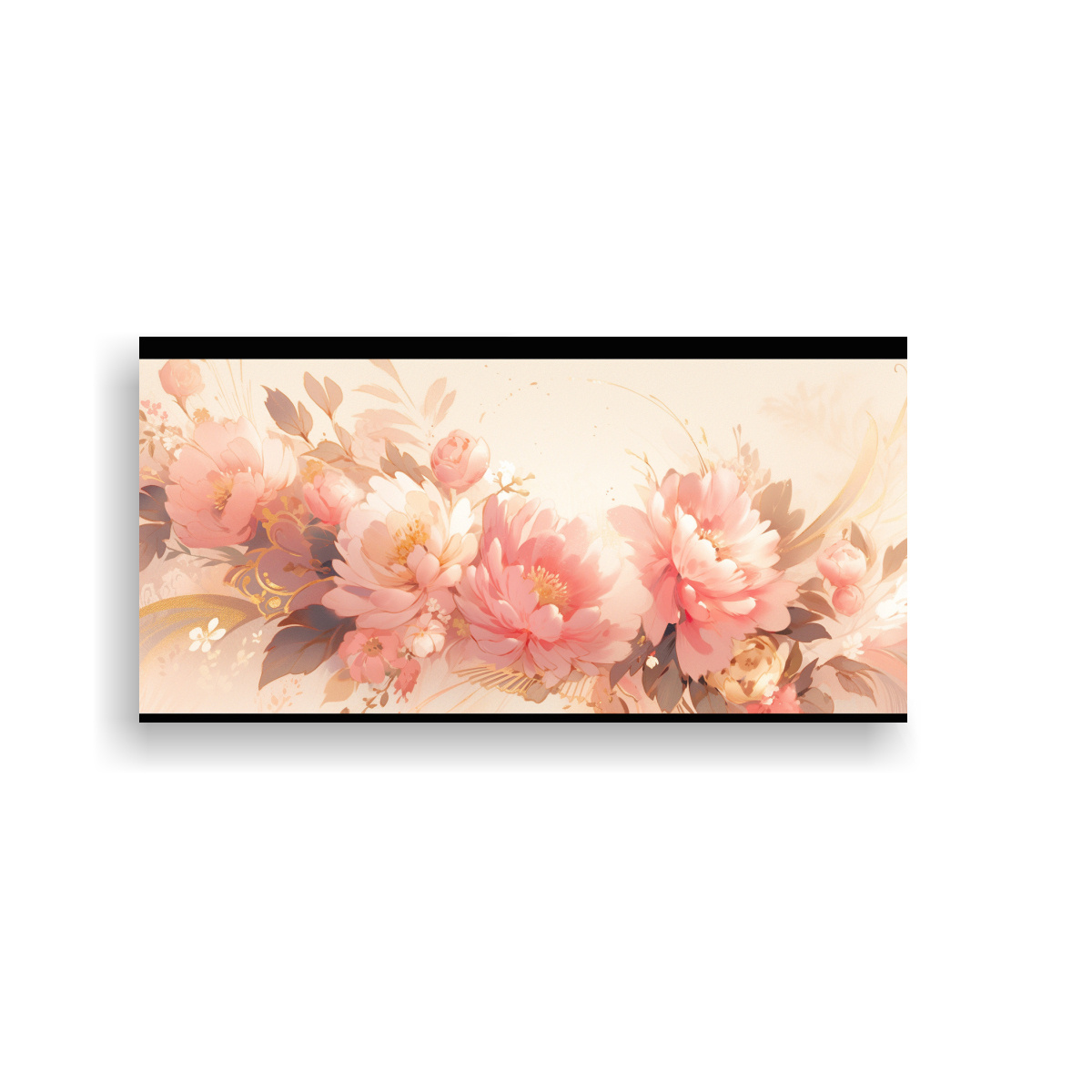 PINTURA DECORATIVA EN ESTILO NEONOIR CON LIENZO MODERNO BRILLANTE EN COLORES ORO Y ROSA 140X70CM - 1