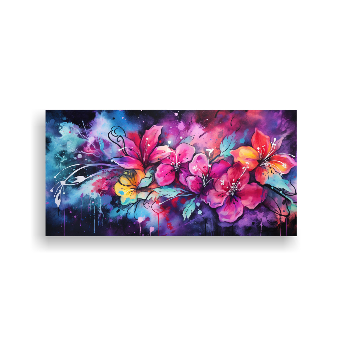 ARTE DE PARED HORIZONTAL VIBRANTES COLORES NEONOIR EN EL ESTILO DE MEDI 140X70CM - 1