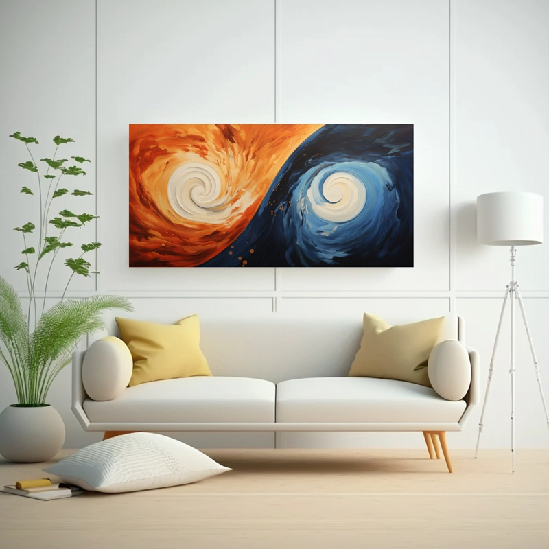 CUADROS ABSTRACTOS PARA SALA CON FORMAS EN MOVIMIENTO 140X70CM - 2