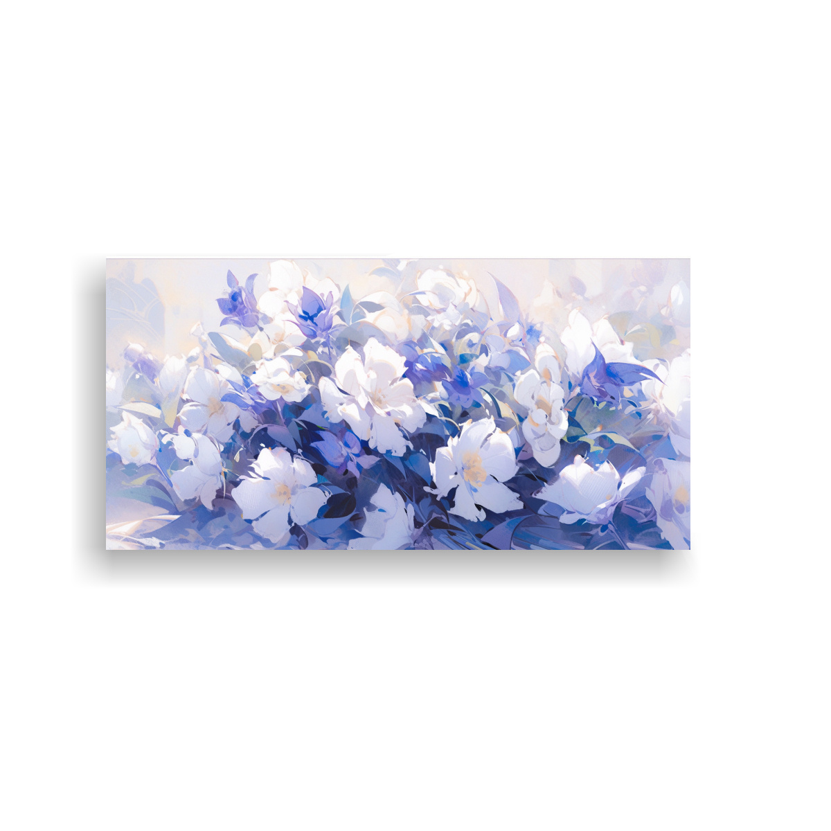 PINTURA LIENZO ESQUEMA DE FLORES MORADAS Y BLANCAS EN TELA 160X80CM - 1