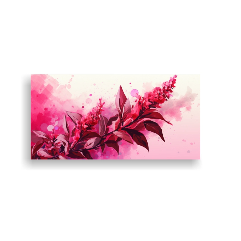CUADROS DECORATIVOS MODERNOS DE LIENZO EN TONOS ROJO Y ROSA CON GRANOS DE AMARANTO EN UN A 140X70CM - 1
