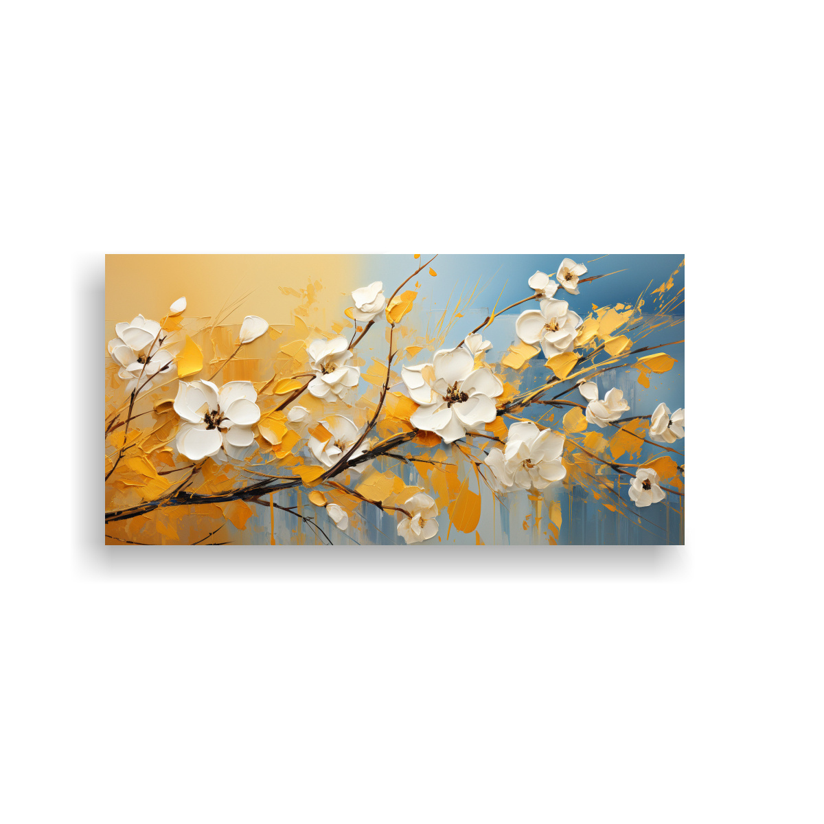 PINTURA DECORATIVA DE CONCEPTO ESTÉTICO EN CAÑA DE AZÚCAR AMARILLO Y BLANCO, ATMÓSFERA 60X30CM - 1