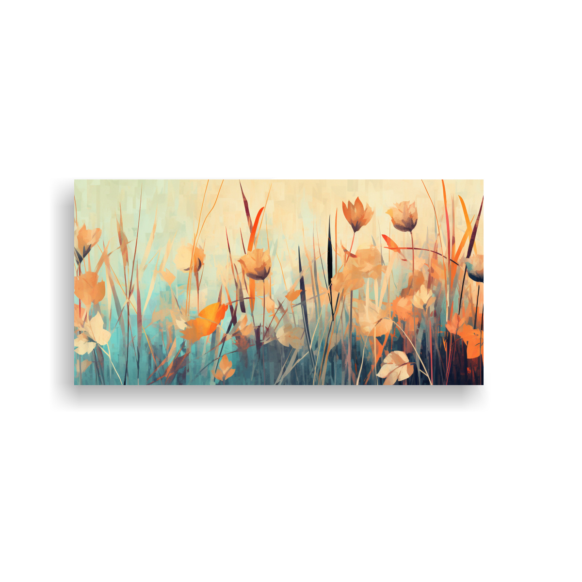 CUADRO DE ARTE MODERNO CULTURAR: HIERBA DE CAÑA EN COLORES APAGADOS. AMBIENTE NEONOIR, ES 160X80CM - 1