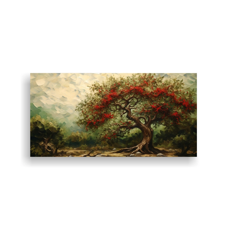 PINTURA ABSTRACTA DE A HOLLY TREE EN ESTILO ÓLEO DETALLADO  ARTE TEMA TEMÁTICA 100X50CM - 1