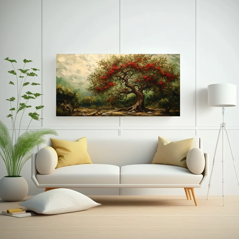 PINTURA ABSTRACTA DE A HOLLY TREE EN ESTILO ÓLEO DETALLADO  ARTE TEMA TEMÁTICA 100X50CM - 2