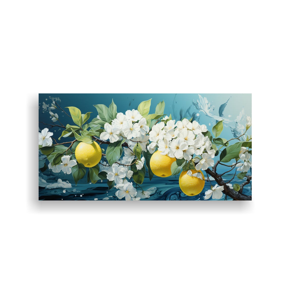LIENZO TONOS ORIGINALIDAD UN LIMONERO EN COLORES VERDE Y BLANCO ATMOSFERA NEONOIR. 40X20CM - 1