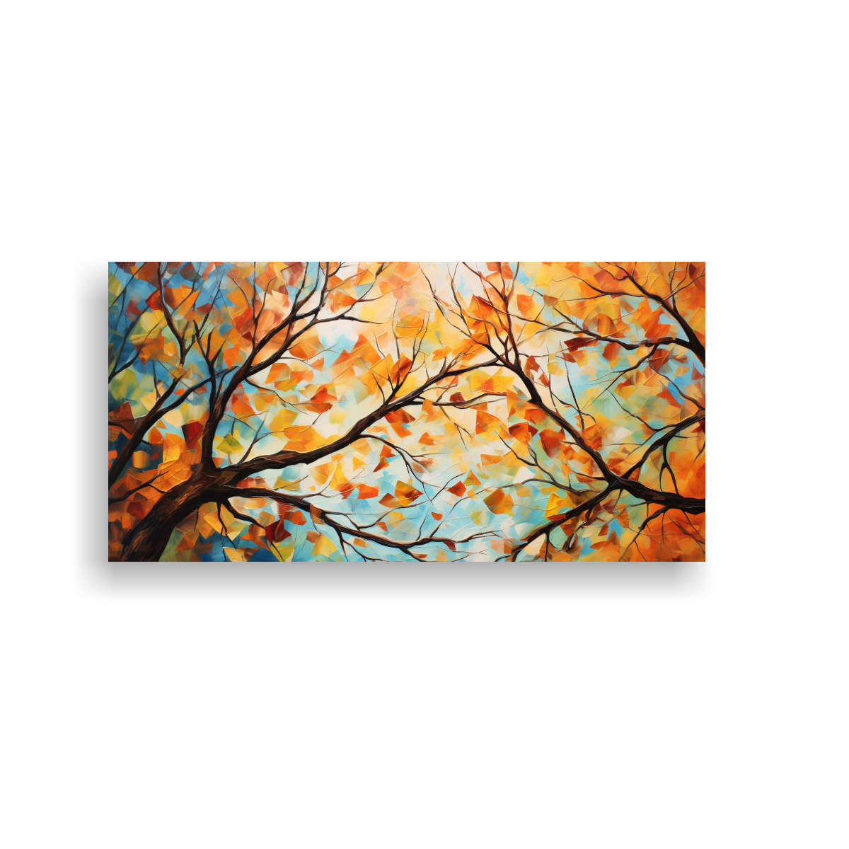 TELA EN BASTIDOR TELA CANVAS LUMINOSIDAD ABSTRACTO PINTURA DE ÁRBOLES DE ARCE ESTILO ÓLE 120X60CM - 1