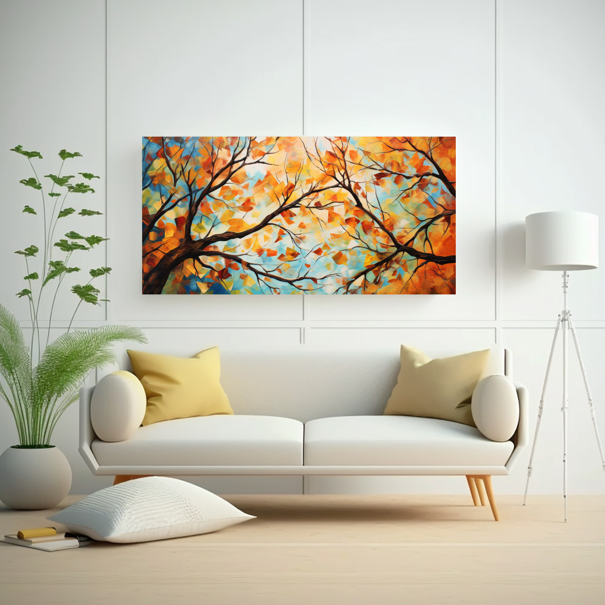 TELA EN BASTIDOR TELA CANVAS LUMINOSIDAD ABSTRACTO PINTURA DE ÁRBOLES DE ARCE ESTILO ÓLE 120X60CM - 2