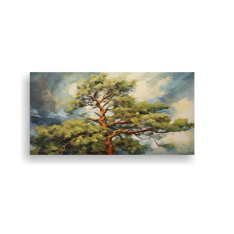 PINTURA ABSTRACTA DE PINO ESCOCÉS EN ÓLEO DE ALTA CALIDAD 80X40CM - 1