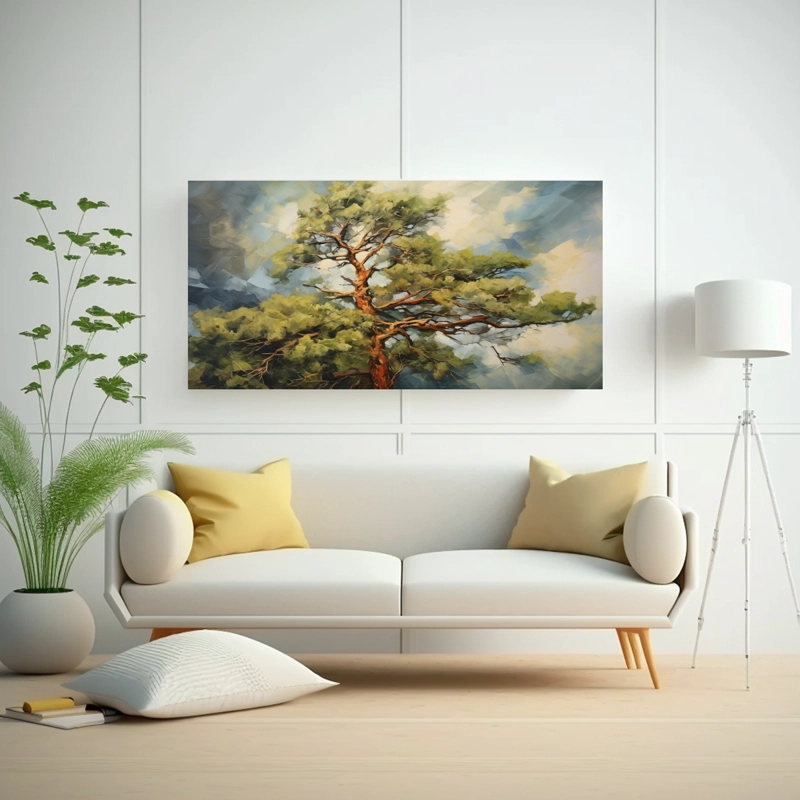 PINTURA ABSTRACTA DE PINO ESCOCÉS EN ÓLEO DE ALTA CALIDAD 80X40CM - 2
