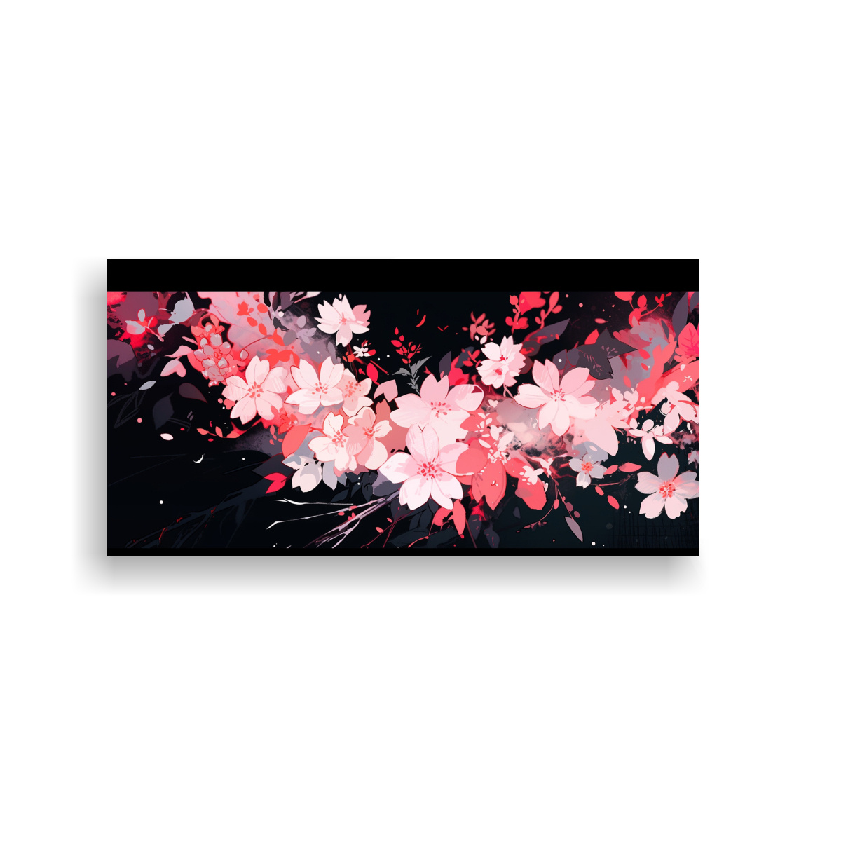 PINTURA DECORATIVA ESTILO NEONOIR CON ATMÓSFERA EN COLORES BLANCO Y ROSA DE CANVA TEMA LI 80X40CM - 1