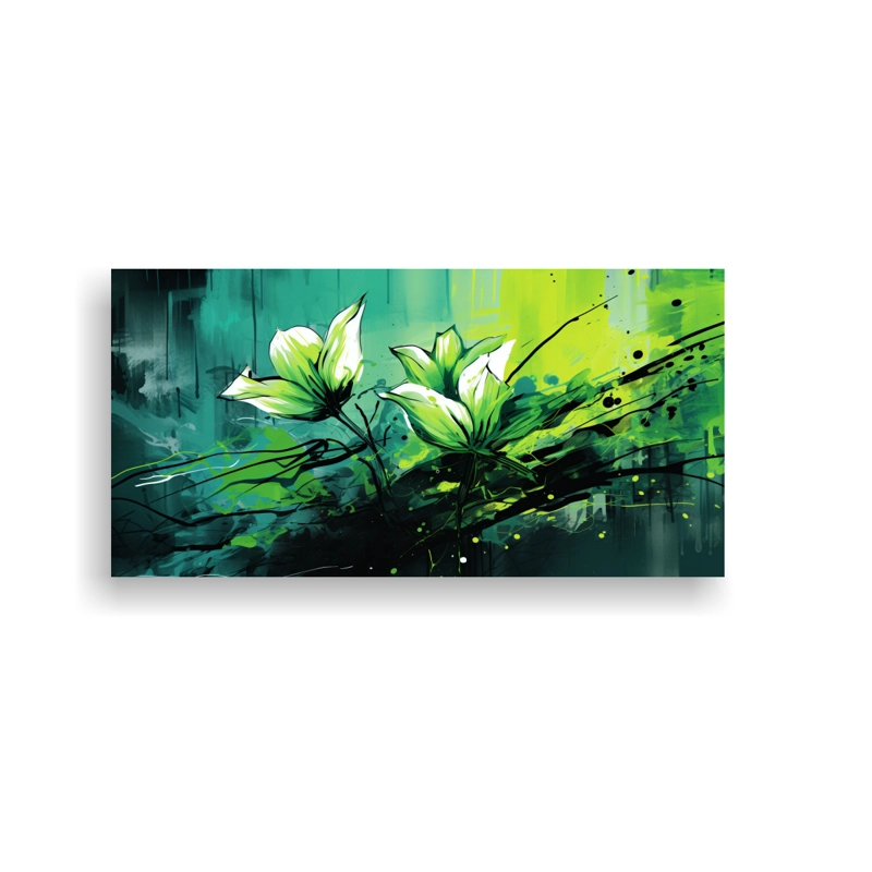 CUADRO MODERNOS ENIGMÁTICO, COLORES VERDE, ATMOSFERA NEONOIR 160X80CM - 1