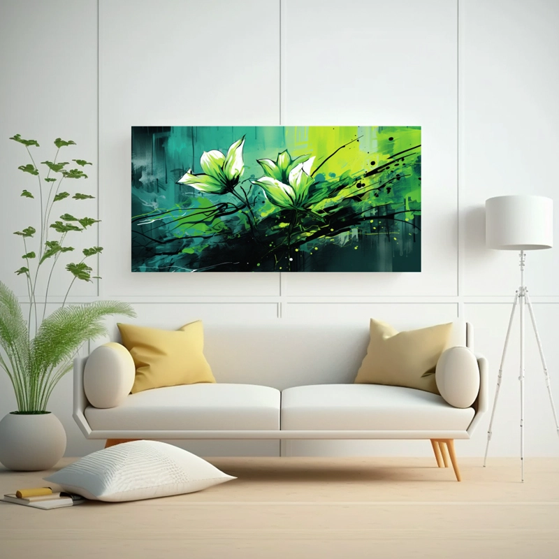 CUADRO MODERNOS ENIGMÁTICO, COLORES VERDE, ATMOSFERA NEONOIR 160X80CM - 2