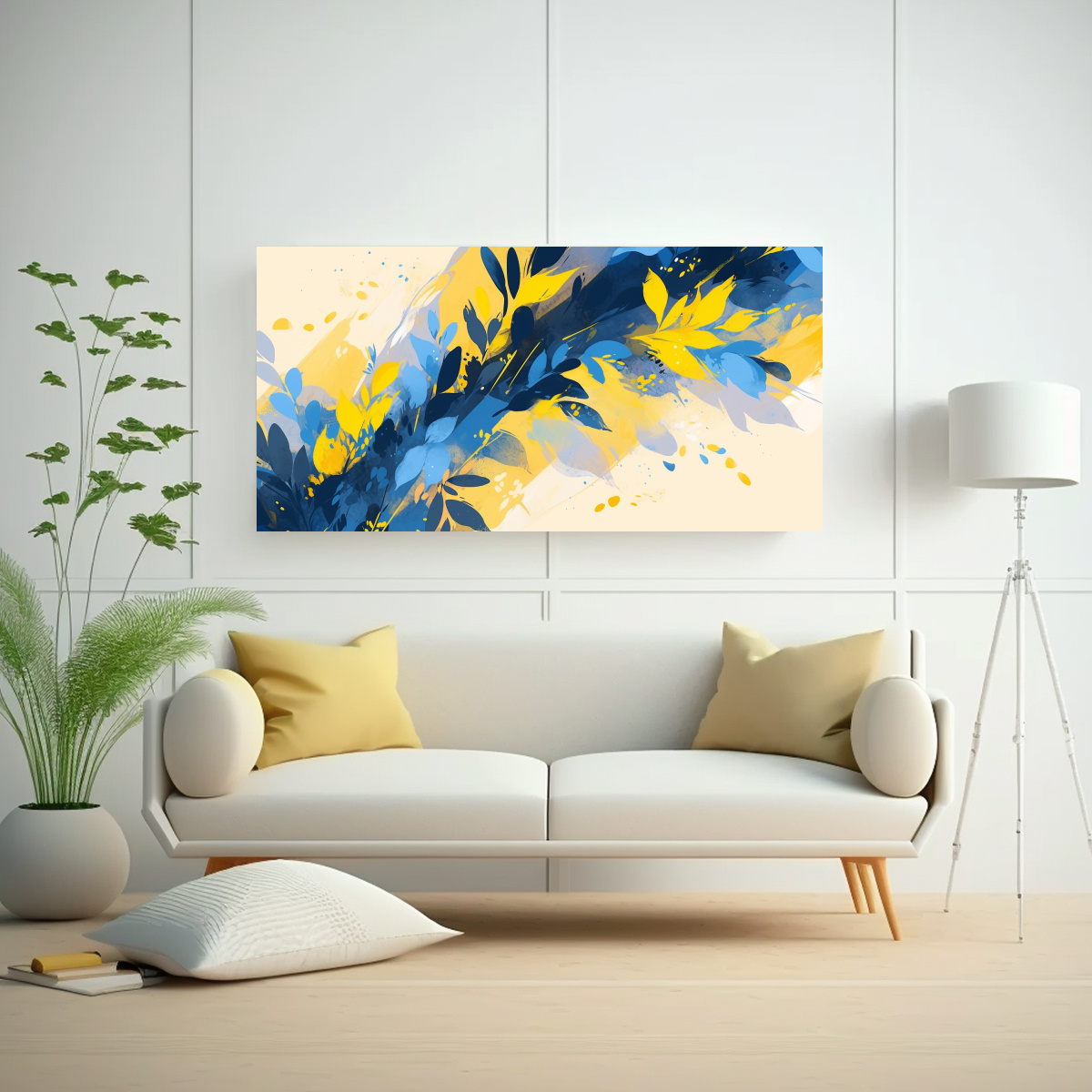 ARTE DE PARED INSPIRACIÓN AMARILLO Y AZUL ESTILO NEONOIR 80X40CM - 2