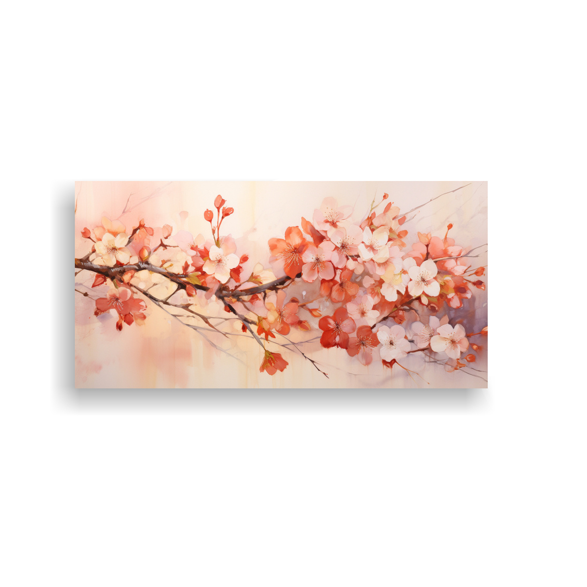 PINTURA DECORATIVA ABSTRACTA DE HOGAR Y DECORACIÓN EN COLORES NARANJA Y DORADO CHERRY BLO 40X20CM - 1