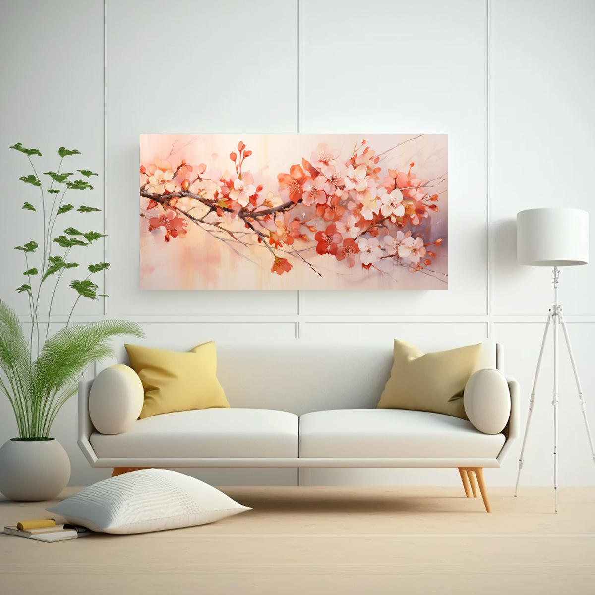 PINTURA DECORATIVA ABSTRACTA DE HOGAR Y DECORACIÓN EN COLORES NARANJA Y DORADO CHERRY BLO 40X20CM - 2