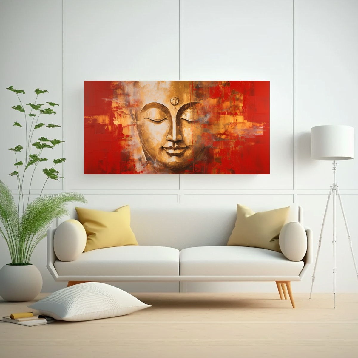 PINTURA DECORATIVA ABSTRACTA DE ROSTRO DE BUDA EN ESTILO MODERNO CON COLORES VIBRANTES Y D 60X30CM - 2