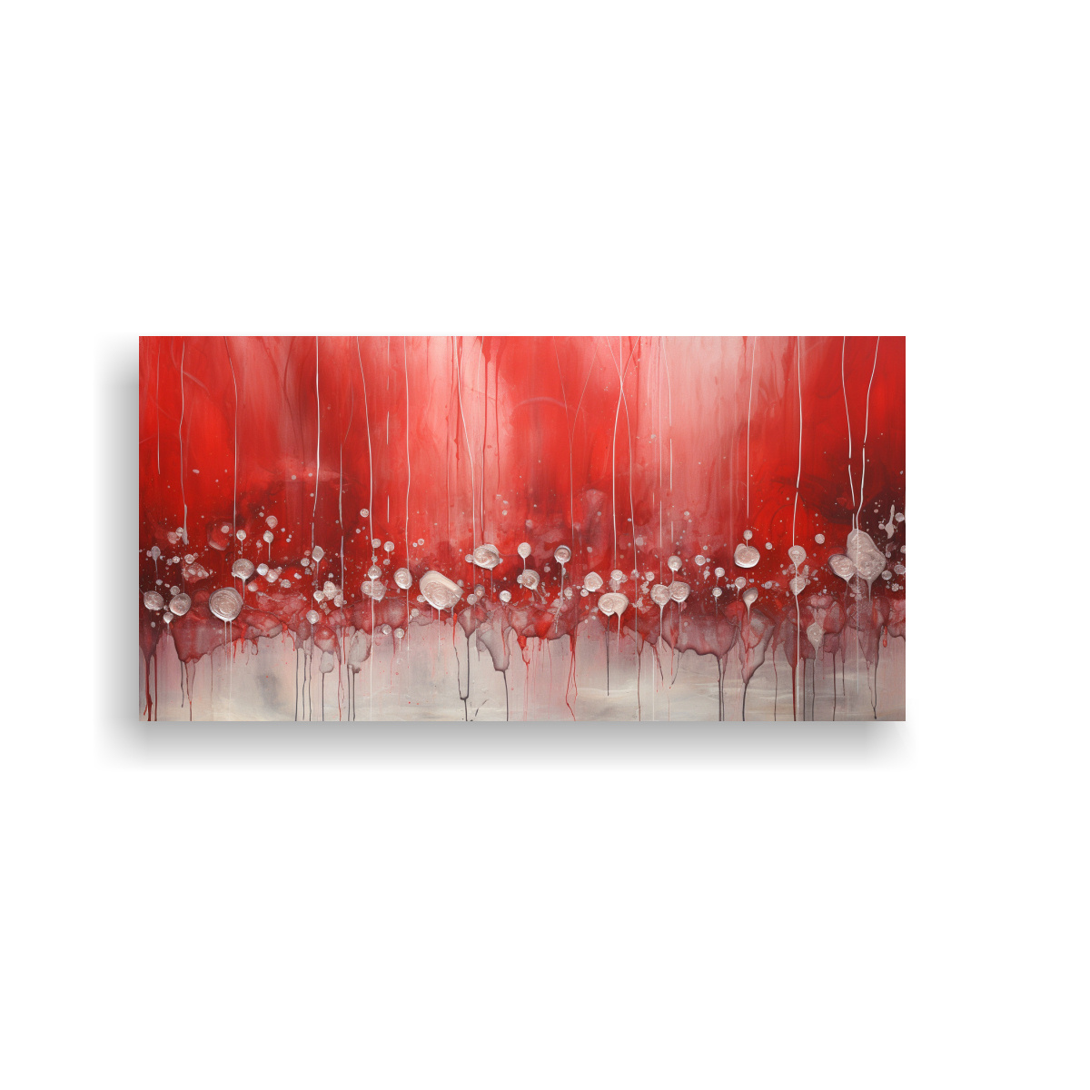 PINTURA DE PARED VINTAGE EN ROJO Y PLATA EN ESTILO VISUAL 160X80CM - 1