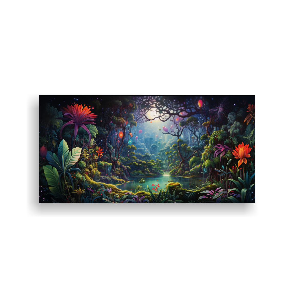 PINTURAS DECORATIVAS LIENZO MOVIMIENTO UNICA, RITMO ABSTRACTO DE UN CORAZÓN SELVÁTICO. 120X60CM - 1
