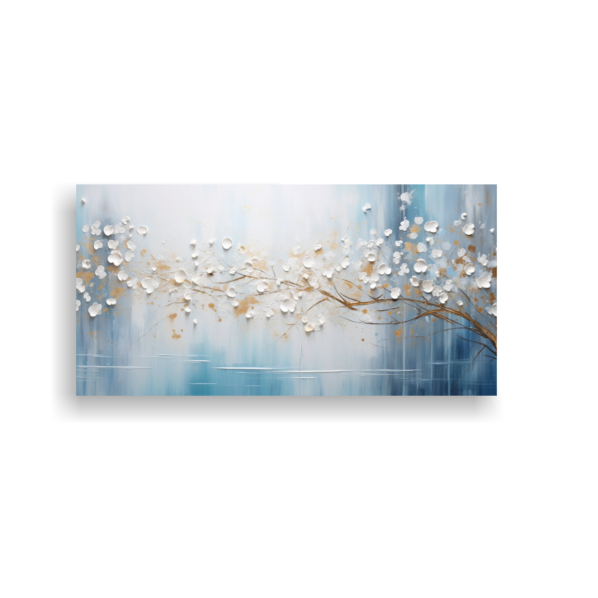 CUADRO COLORES INTERIORES ESTILO PINTURA EN BLANCO Y ORO 100X50CM - 1