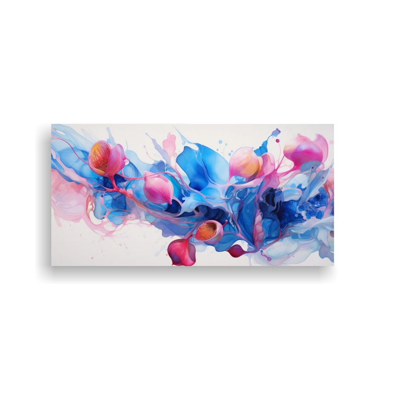 PINTURA ABSTRACTA ACUARELA EN BASTIDOR DE TELA VINTAGE 40X20CM - 1