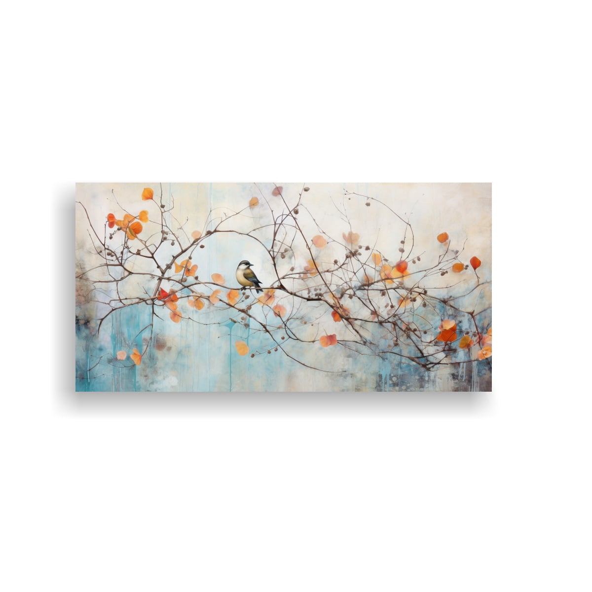 ARTE DE PARED CONCEPTUAL SENSIBILIDAD ARTÍSTICA TEMA INVERNAL BOTÁNICA ANTIGUA MIXTA 100X50CM - 1