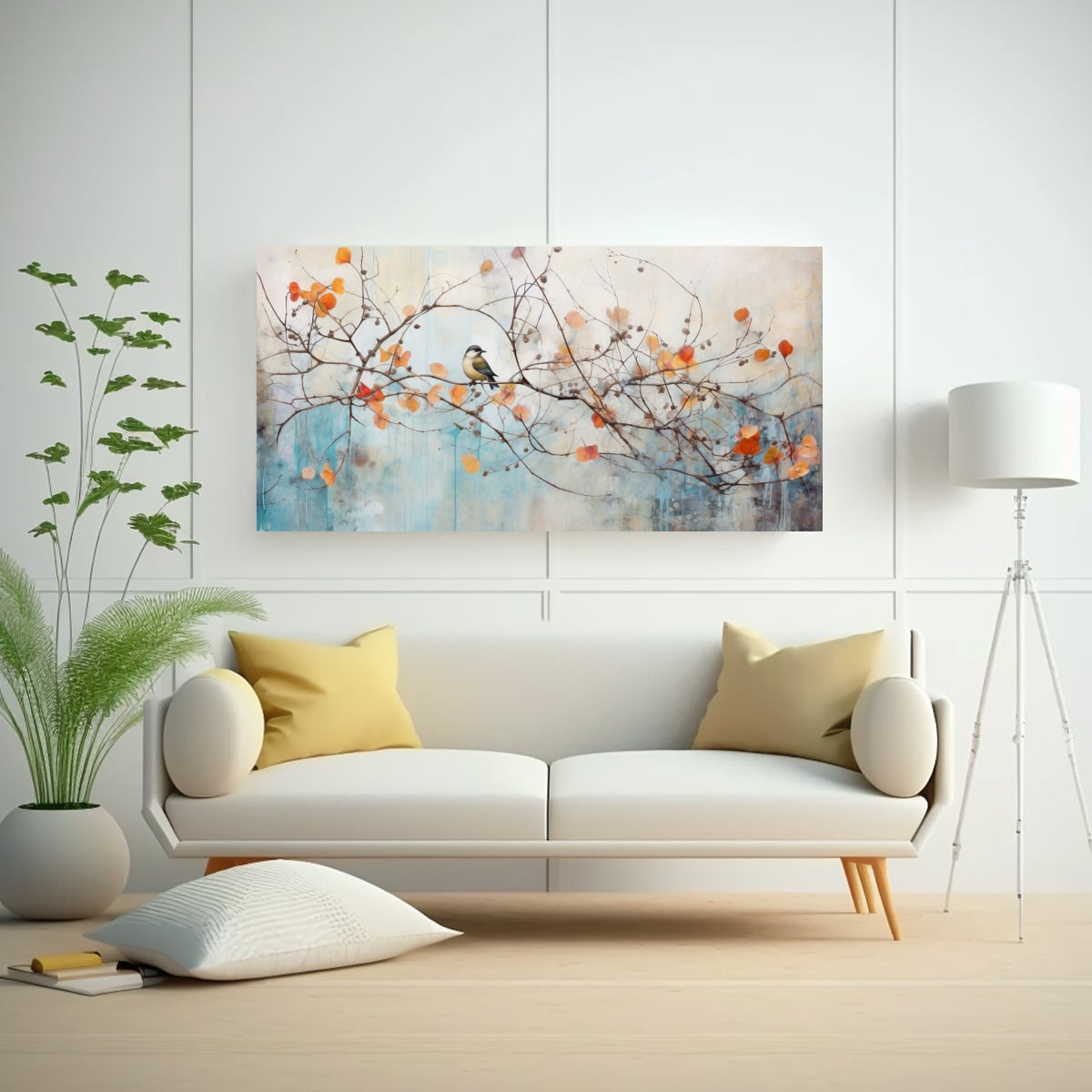 ARTE DE PARED CONCEPTUAL SENSIBILIDAD ARTÍSTICA TEMA INVERNAL BOTÁNICA ANTIGUA MIXTA 100X50CM - 2
