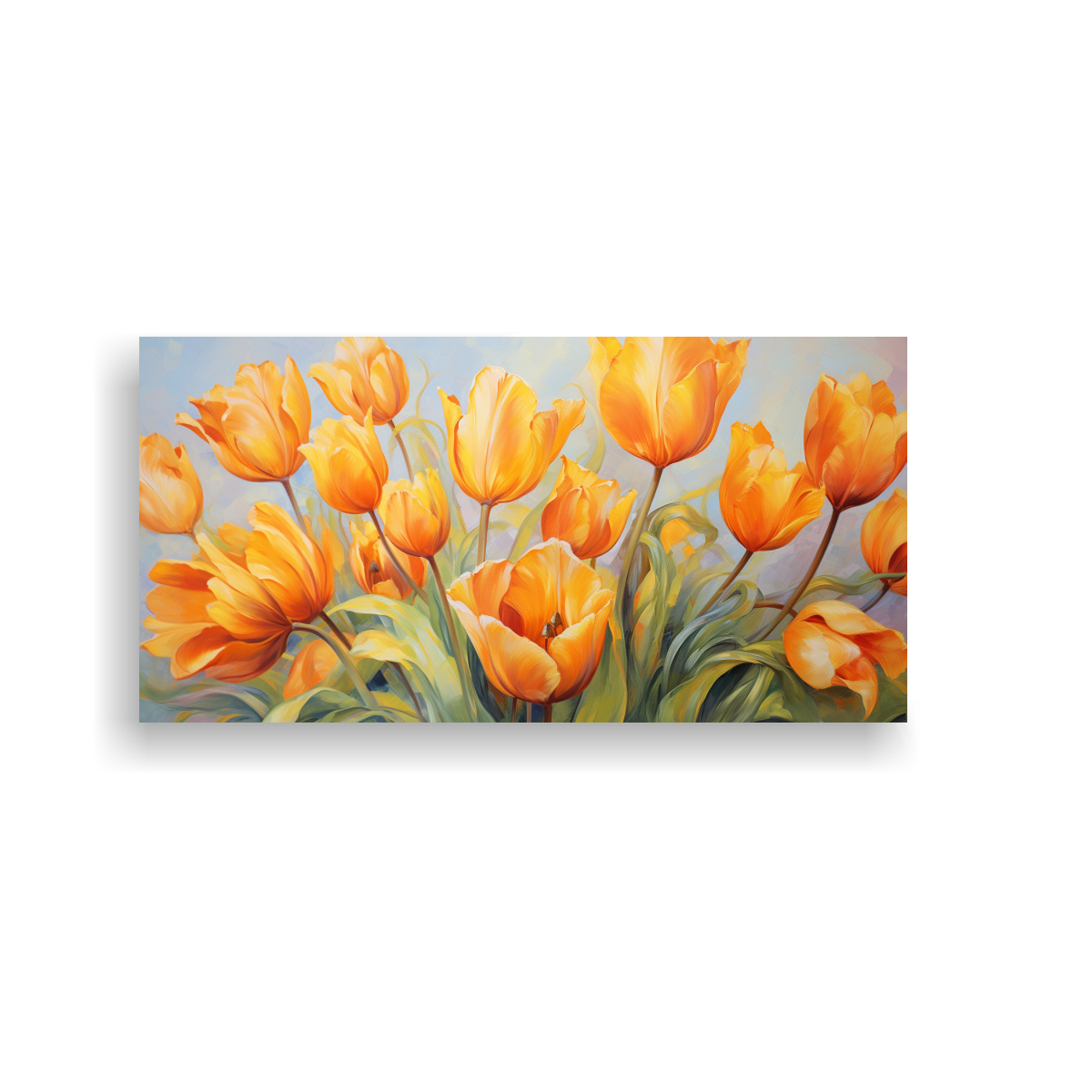 PINTURA EN LIENZO DE TULIPANES NARANJAS EN ESTILO DECORATIVO 80X40CM - 1