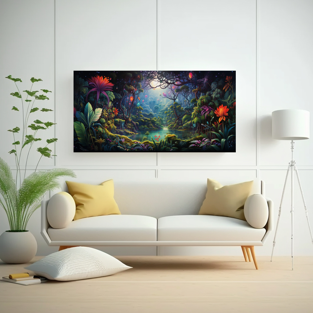 PINTURAS DECORATIVAS LIENZO MOVIMIENTO UNICA, RITMO ABSTRACTO DE UN CORAZÓN SELVÁTICO. 80X40CM - 2