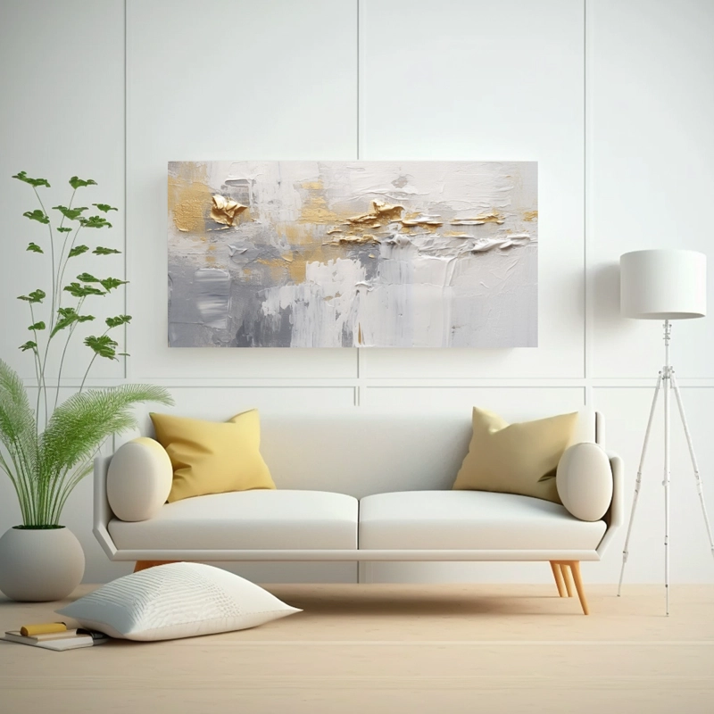 PINTURA AL ÓLEO MINIMALISTA MONOCROMÁTICA CON TEXTURA EN LIENZO 40X20CM - 2