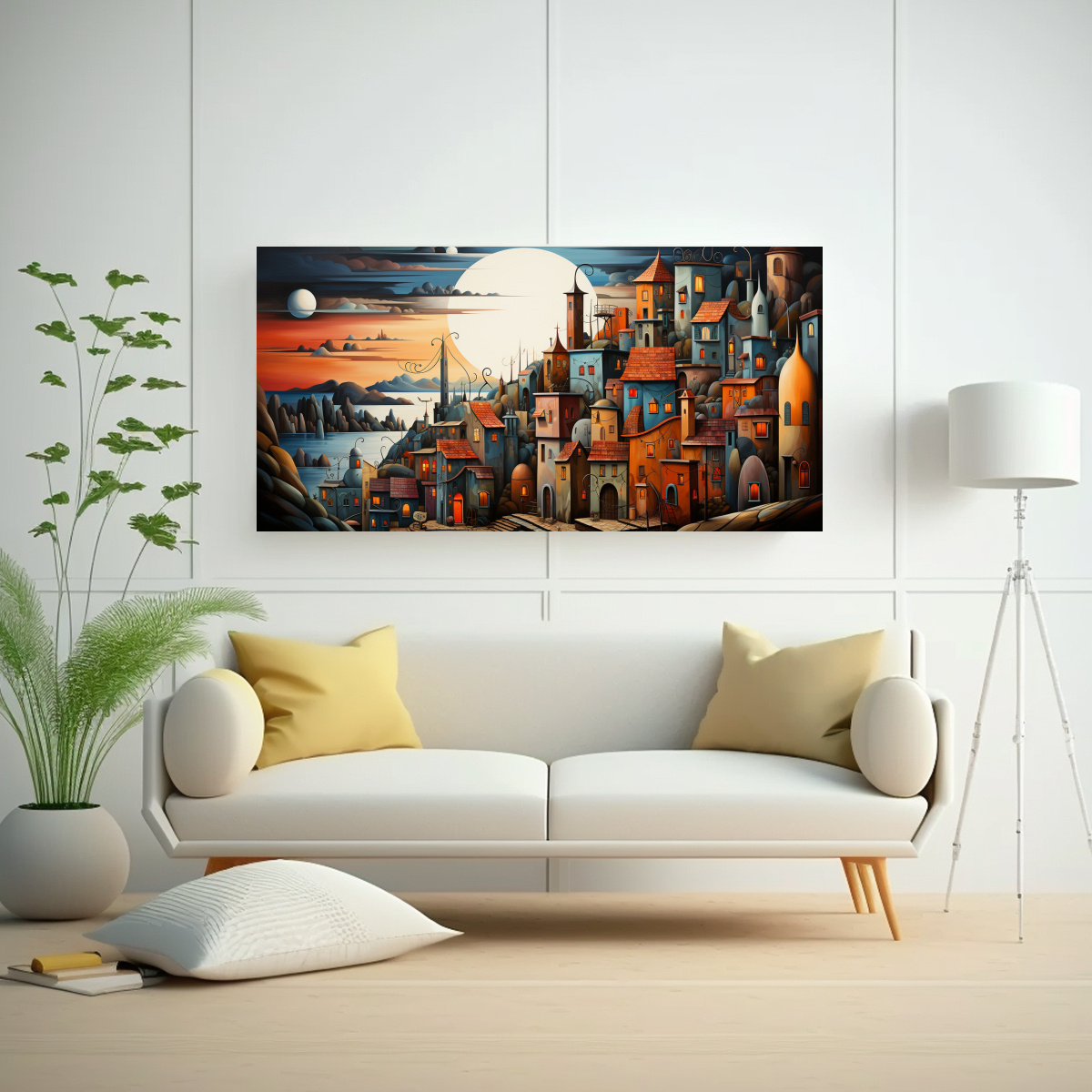 CUADRO DE CIUDAD EN ESTILO CUBISTA PARA DECORACIÓN DEL COMEDOR 140X70CM - 2