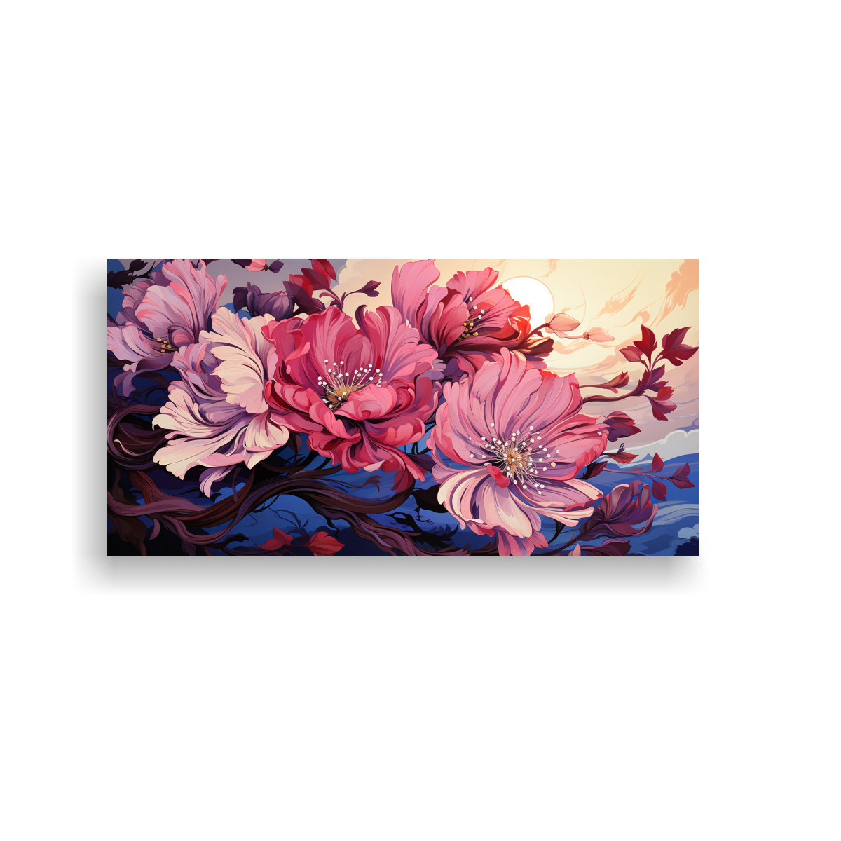 ARTE HORIZONTAL LINDA A EN COLORES MORADO Y ROSA CON ATMÓSFERA NEONOIR Y NEO POP EN DECOR 140X70CM - 1