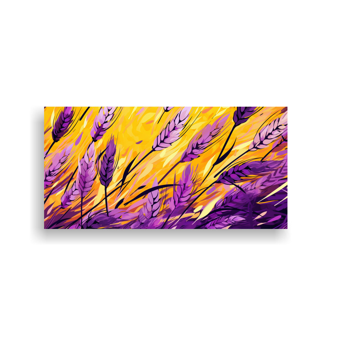 PINTURA DECORATIVA LIENZO ACUARELA DE ARMONÍA DE COLORES CON GRANOS DE ARROZ EN AMARILLO  120X60CM - 1