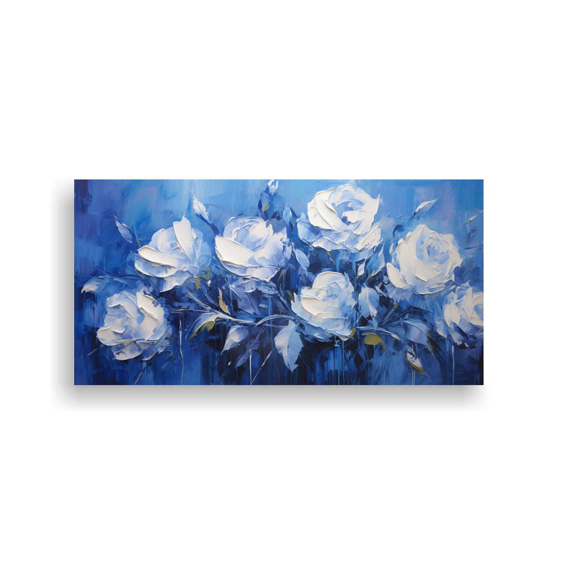 PINTURA MULTICOLOR DE ROSAS AZULES EN LIENZO AL ESTILO DE B 100X50CM - 1