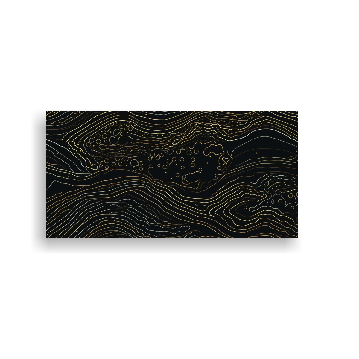 CUADRO CUADRO PODER MAPA TOPOGRÁFICO CON LÍNEAS DORADAS SOBRE FONDO NEGRO 160X80CM - 1