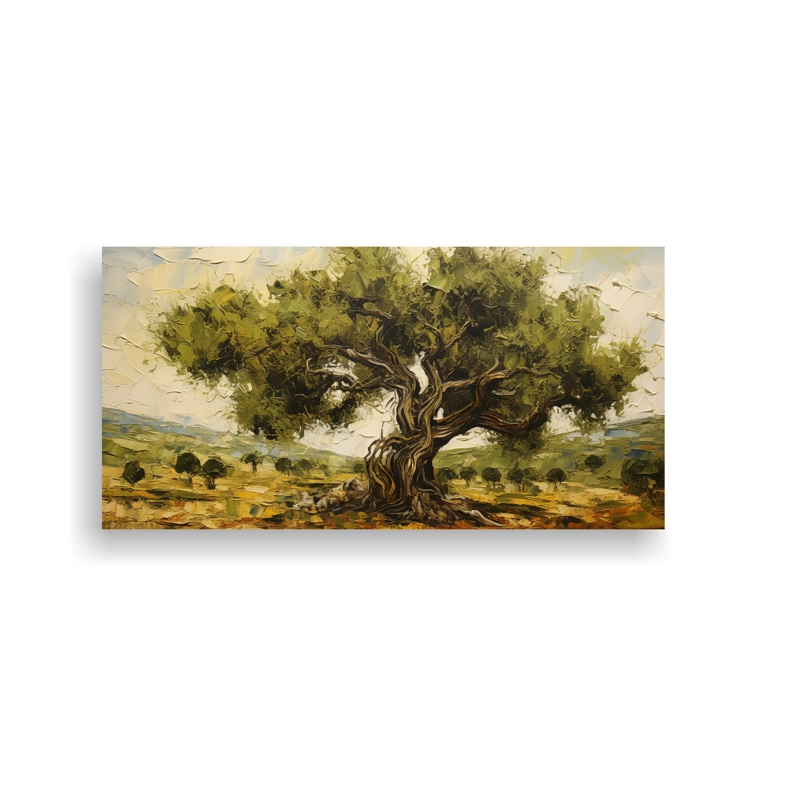 PINTURA ABSTRACTA MULTICOLOR DE OLIVO EN ESTILO DE ÓLEO DETALLADO DECORATIVO DE ALTA CALI 40X20CM - 1