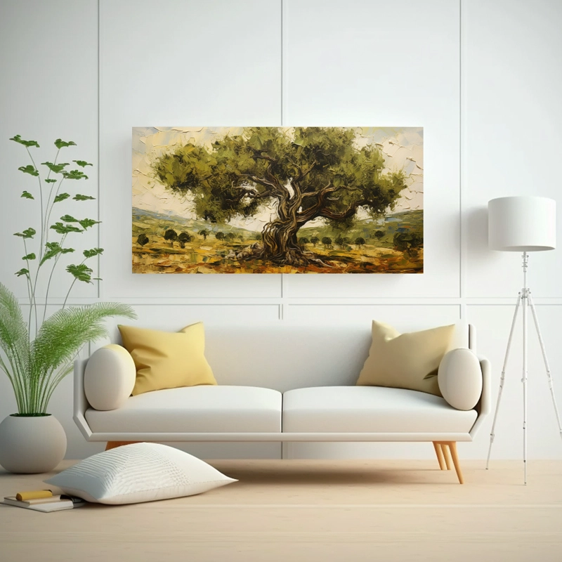 PINTURA ABSTRACTA MULTICOLOR DE OLIVO EN ESTILO DE ÓLEO DETALLADO DECORATIVO DE ALTA CALI 40X20CM - 2