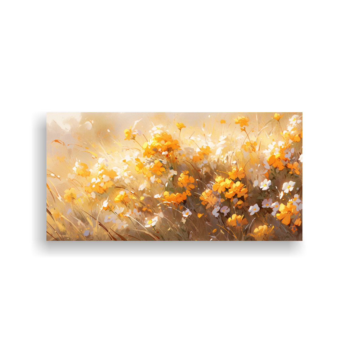 CUADRO DE FLORES AMARILLAS EN LIENZO ESTILO DECORATIVO 140X70CM - 1