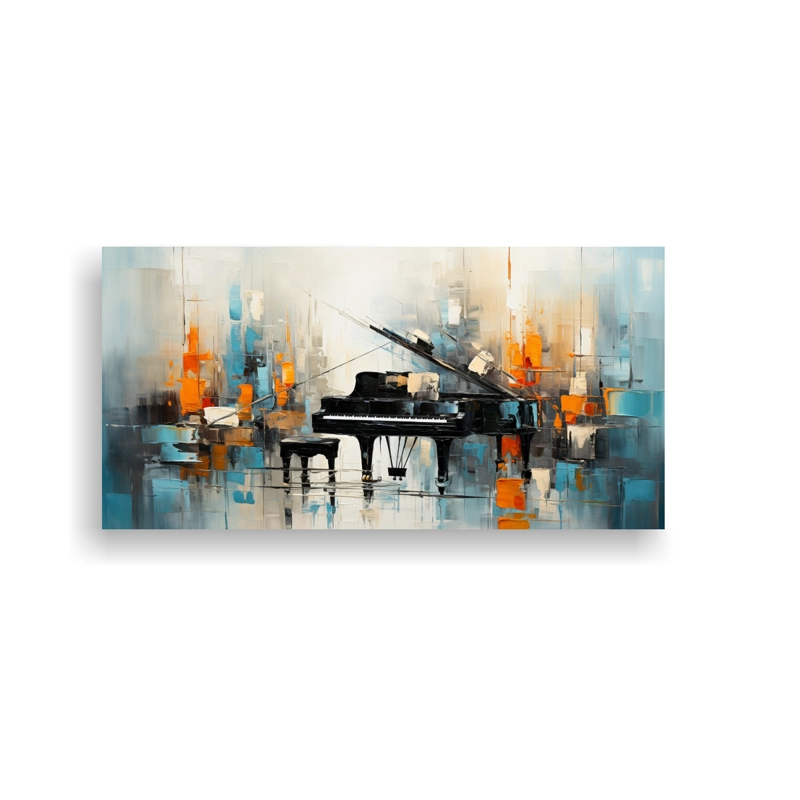 CUADRO COMPOSICIÓN MURAL QUE CANALIZA LAS ARMONIOSAS MELODÍAS DE LA MÚSICA EN PINTURAS  140X70CM - 1