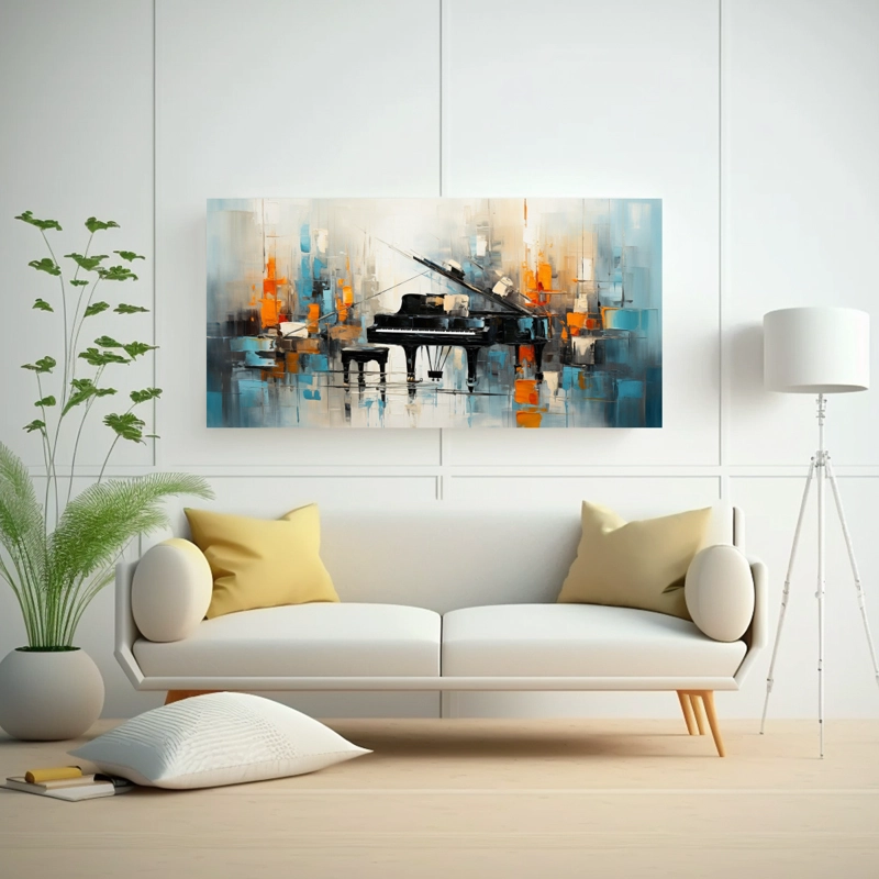 CUADRO COMPOSICIÓN MURAL QUE CANALIZA LAS ARMONIOSAS MELODÍAS DE LA MÚSICA EN PINTURAS  140X70CM - 2