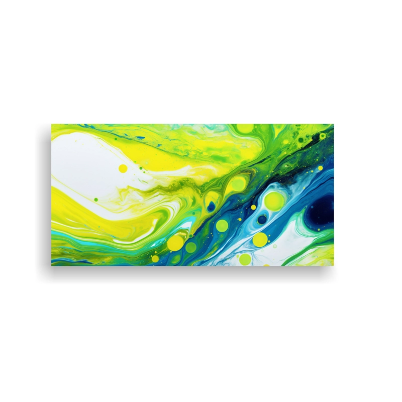 CUADRO PATRON INTENSO YELLOW GREEN BLUE AND WHITE; DISEÑO DE TEXTURA LLAMATIVO. 160X80CM - 1