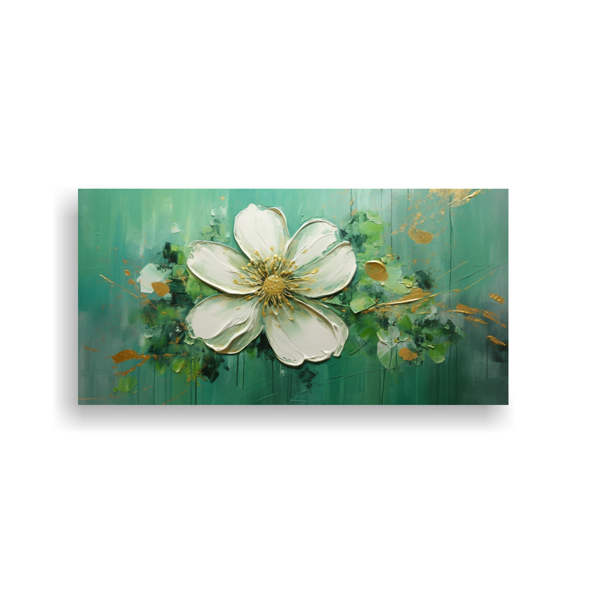 PINTURA EN BASTIDOR DE FLORES VERDES EN ESTILO DE SALA 160X80CM - 1