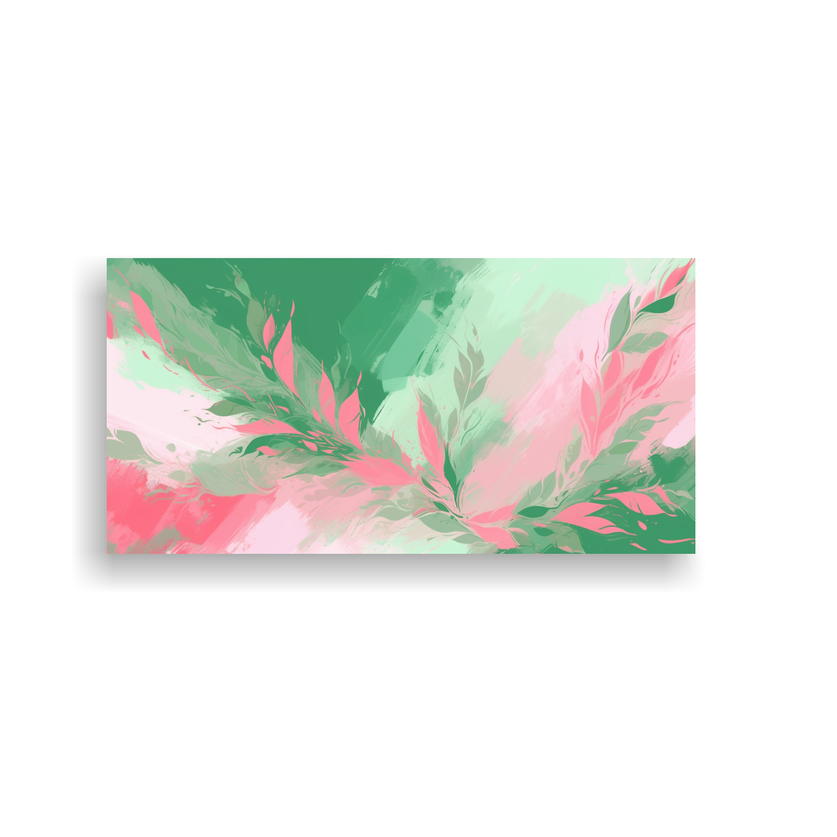 PINTURA DECORATIVA NEONOIR HABITACIÓN EN VERDE Y ROSA CON COMPOSICIÓN DE ARTE FINO 100X50CM - 1