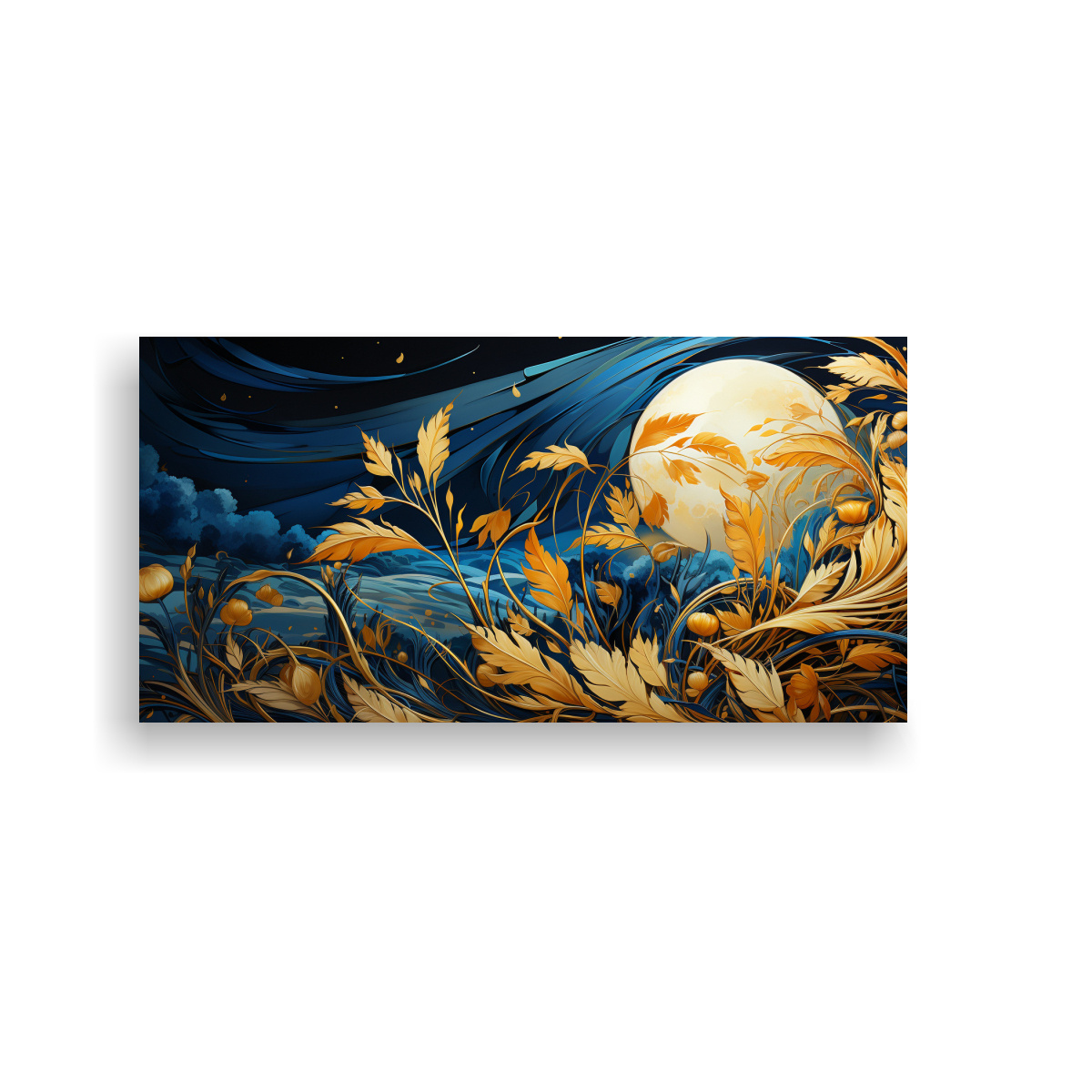 PINTURAS DECORATIVAS ARTE INSPIRACIÓN ALTA RESOLUCIÓN GRANO DE ARROZ EN DORADO Y AZUL CO 60X30CM - 1