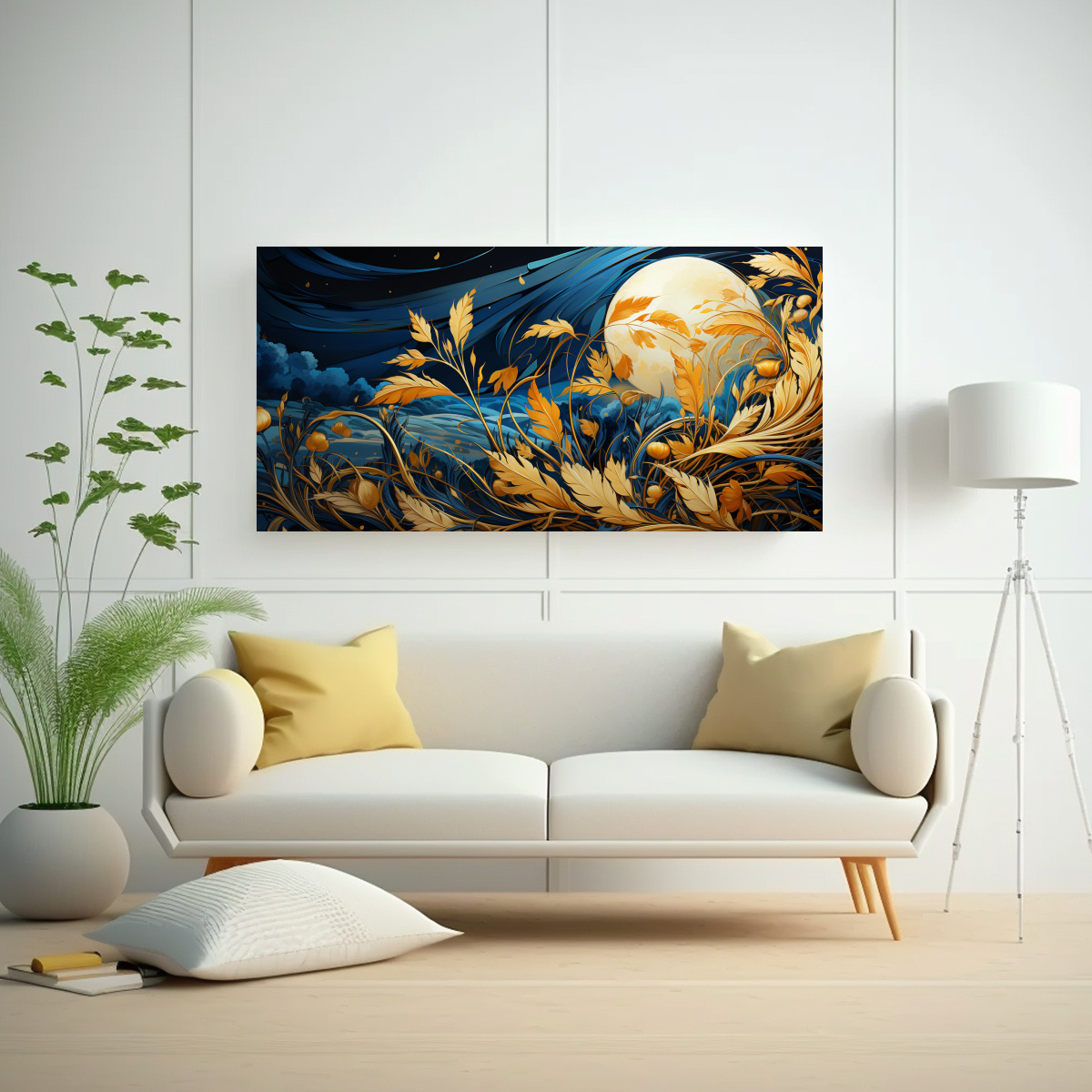 PINTURAS DECORATIVAS ARTE INSPIRACIÓN ALTA RESOLUCIÓN GRANO DE ARROZ EN DORADO Y AZUL CO 60X30CM - 2