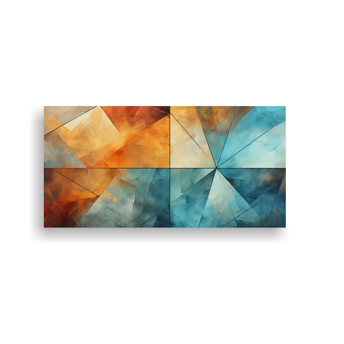 PINTURAS DECORATIVAS EN BASTIDOR CON TRAPEZOIDES PARA UN IMPACTO VISUAL SUTIL Y BORROSO 40X20CM - 1