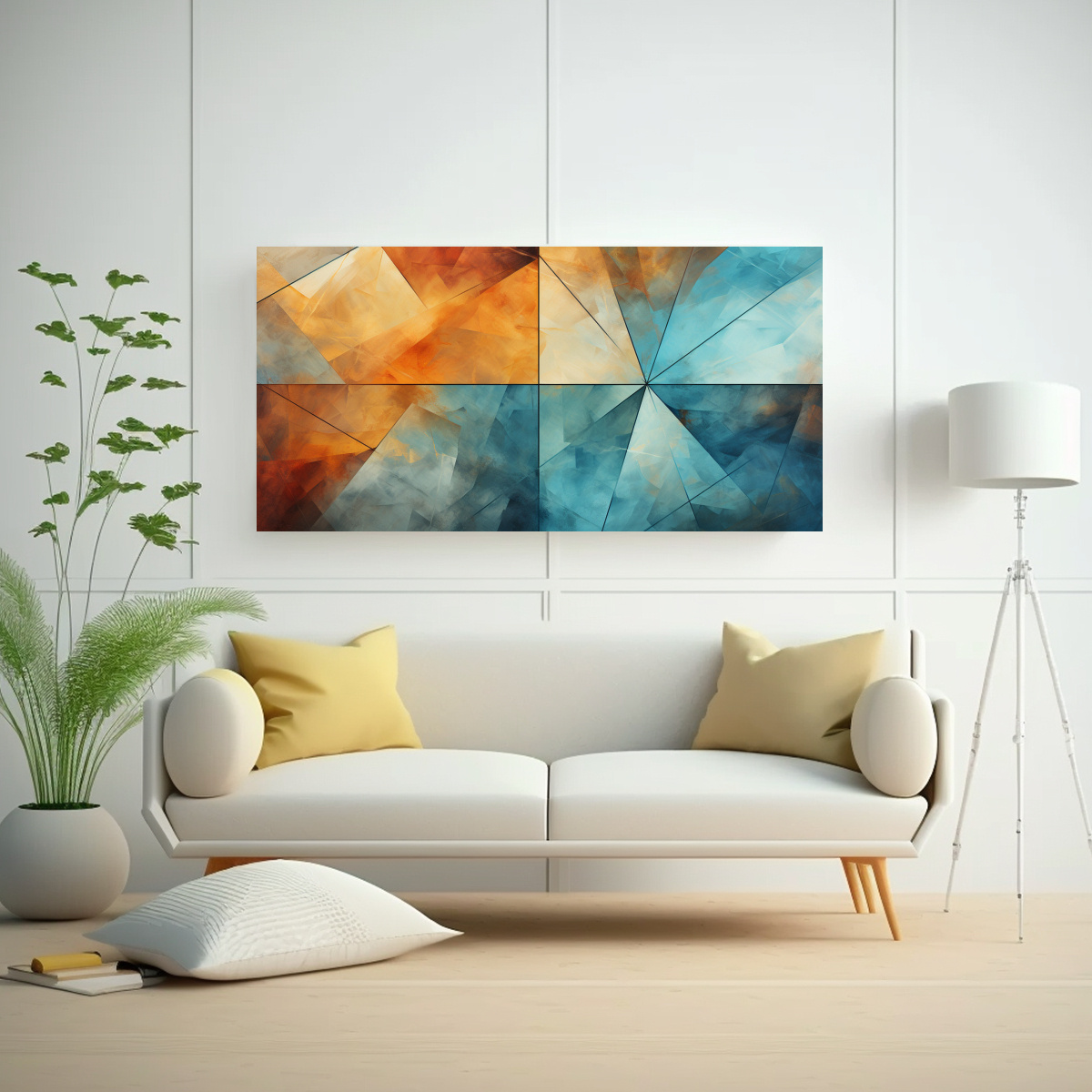 PINTURAS DECORATIVAS EN BASTIDOR CON TRAPEZOIDES PARA UN IMPACTO VISUAL SUTIL Y BORROSO 40X20CM - 2