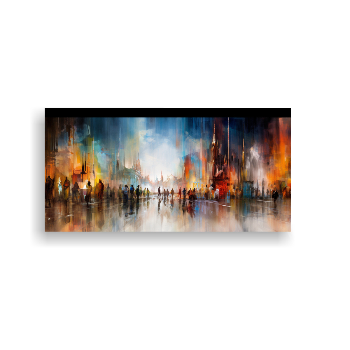 PINTURAS DECORATIVAS CON EL PULSO RÍTMICO DE UNA PLAZA DE MERCADO. 80X40CM - 1
